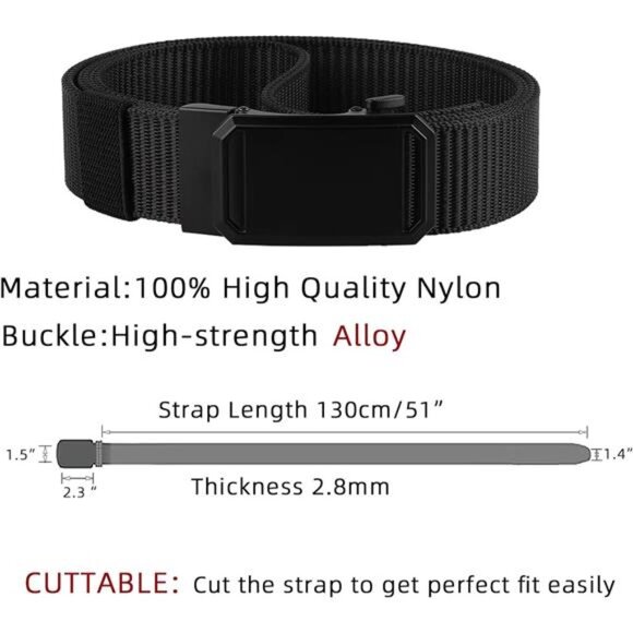 Men Belts Belt- Nylon Web Belt Men and Women's Casual Belt for Jeans Pants green - Picture 4 of 6